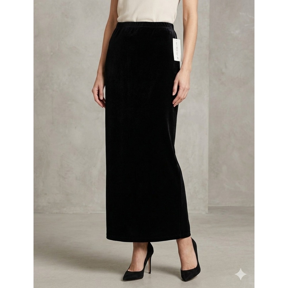 Willi Smith‎ Velvet Maxi Skirt Womens Small Black NWT